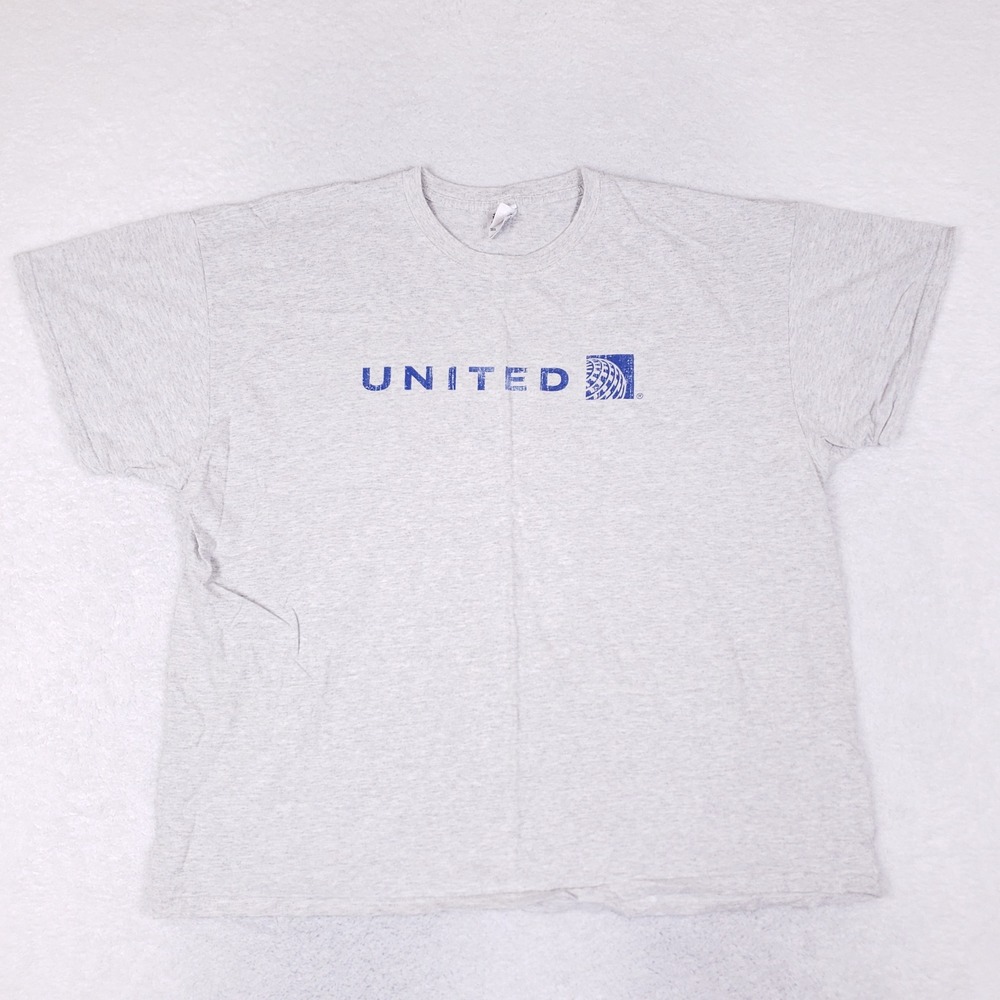 Fruit of the Loom‎ United Airlines Shirt Men 3XL Heather Gray Aviation Y2K Logo